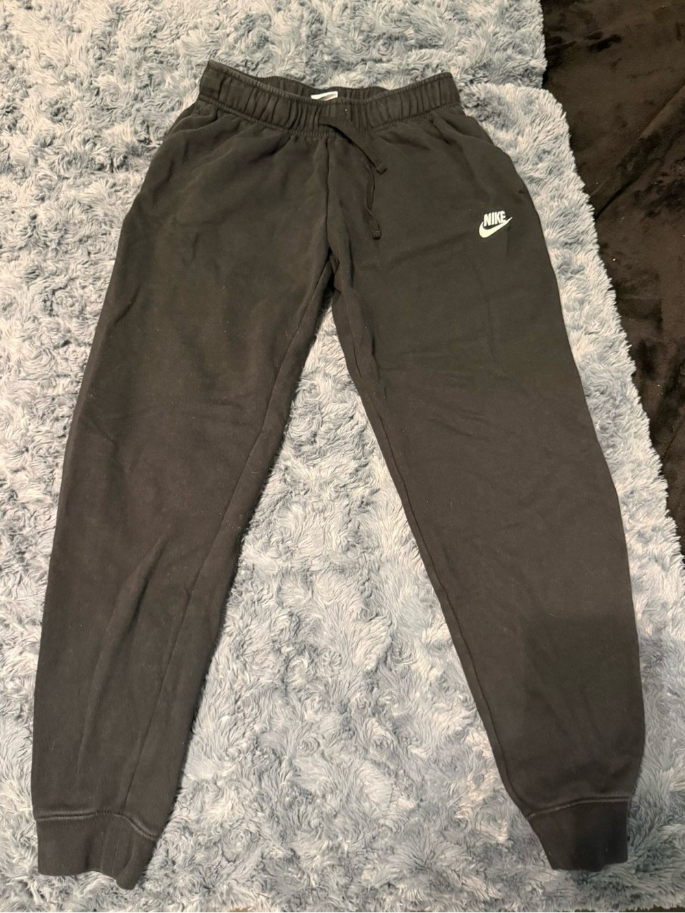 Nike Kids Black Jogger Sweatpants with White Swoosh
